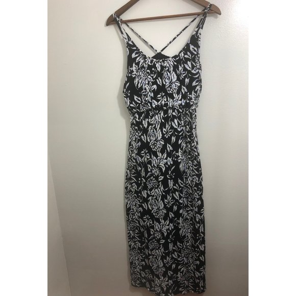 Loft Women's Maxi Dress Black With Flowers size m/p - Picture 2 of 7